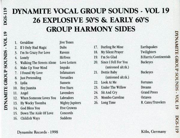 Various : Dynamite Group Sounds Vol. 19 - 26 Explosive Group Harmony Sides (CD, Comp)