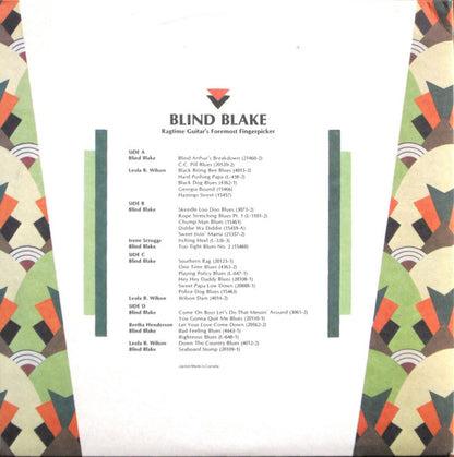 Blind Blake : Ragtime Guitar's Foremost Fingerpicker (2xLP, Comp, Mono)