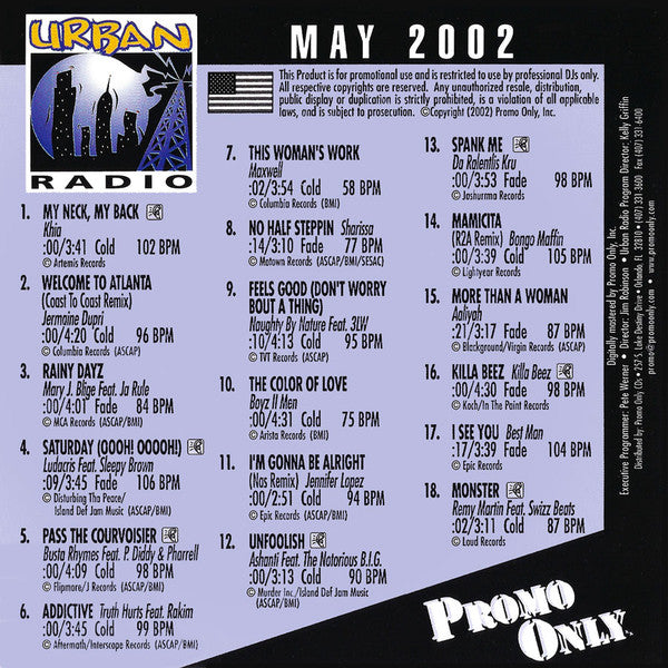 Various : Promo Only Urban Radio: May 2002 (CD, Comp, Promo)