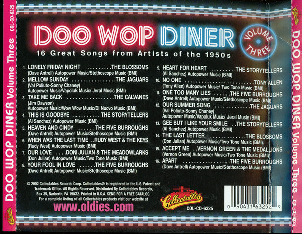 Various : Doo Wop Diner Volume Three (CD, Comp)
