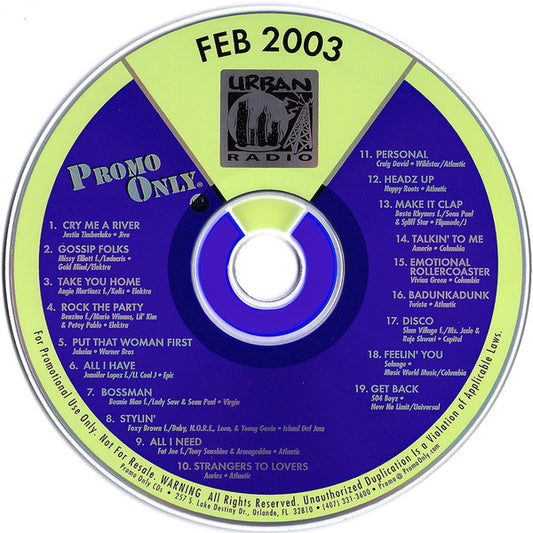 Various : Promo Only Urban Radio: February 2003 (CD, Comp, Promo)
