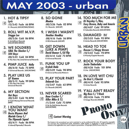 Various : Promo Only Urban Radio: May 2003 (CD, Comp, Promo)