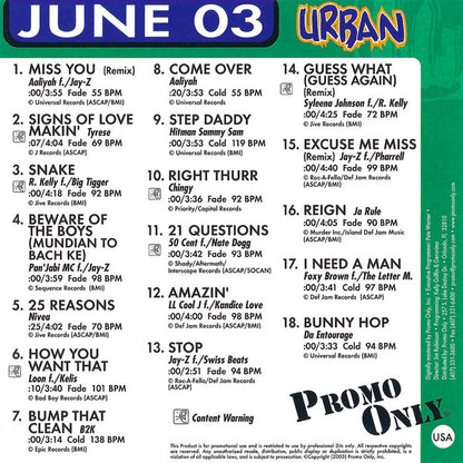Various : Promo Only Urban Radio: June 2003 (CD, Comp, Promo)