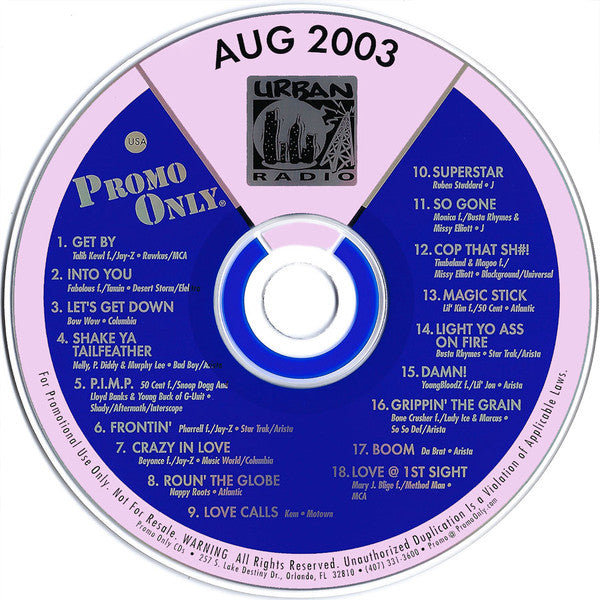 Various : Promo Only Urban Radio: August 2003 (CD, Comp, Promo)