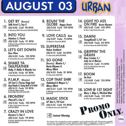 Various : Promo Only Urban Radio: August 2003 (CD, Comp, Promo)