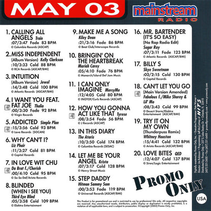 Various : Promo Only Mainstream Radio: May 2003 (CD, Comp, Promo)