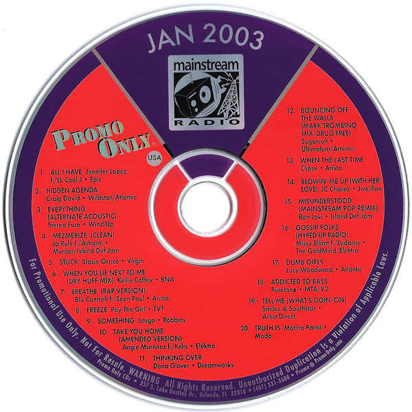 Various : Promo Only Mainstream Radio: Jan 2003 (CD, Comp, Promo)