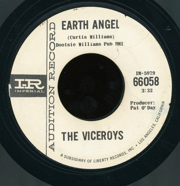 The Viceroys (2) : Earth Angel (7", Single, Promo, Styrene)