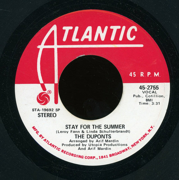 Duponts : Stay For The Summer (7", Promo, SP)