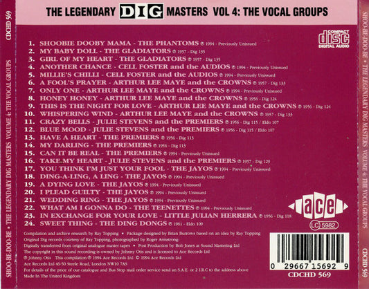 Various : The Legendary Dig Masters Vol. 4: The Vocal Groups - Shoo-Be-Doo-Be-Ooh (CD, Comp)