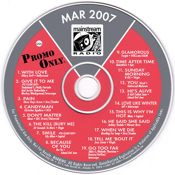 Various : Promo Only Mainstream Radio: March 07 (CD, Comp, Promo)
