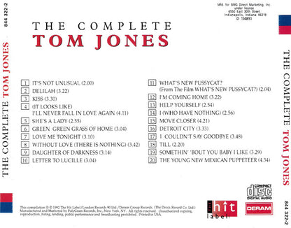 Tom Jones : The Complete Tom Jones (CD, Comp, Club)