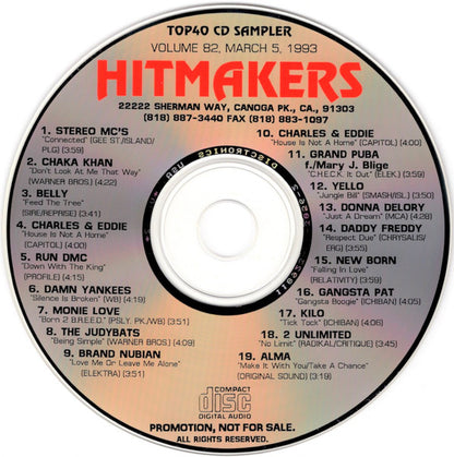 Various : Hitmakers Top 40 CD Sampler Volume 82 March 5, 1993 (CD, Promo, Smplr)