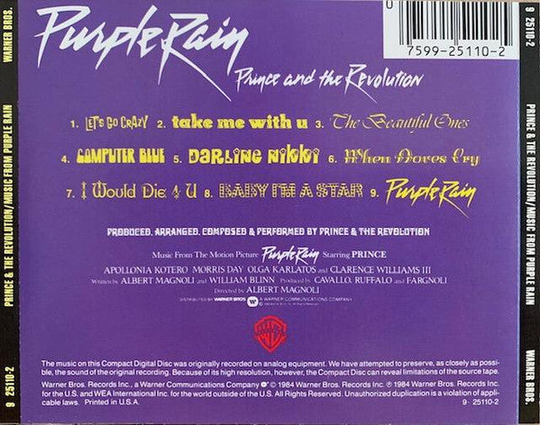 Prince And The Revolution : Purple Rain (CD, Album, RE, DDI)