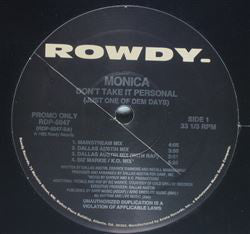 Monica : Don't Take It Personal (Just One Of Dem Days) (12", Single, Promo)