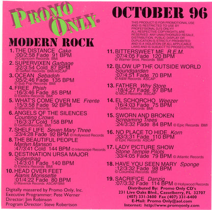 Various : Promo Only Modern Rock October 96 (CD, Comp, Promo)