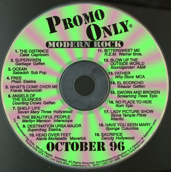 Various : Promo Only Modern Rock October 96 (CD, Comp, Promo)