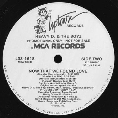 Heavy D. & The Boyz : Now That We Found Love (12", Single, Promo)