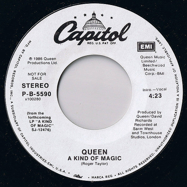 Queen : A Kind Of Magic (7", Single, Promo, Styrene)