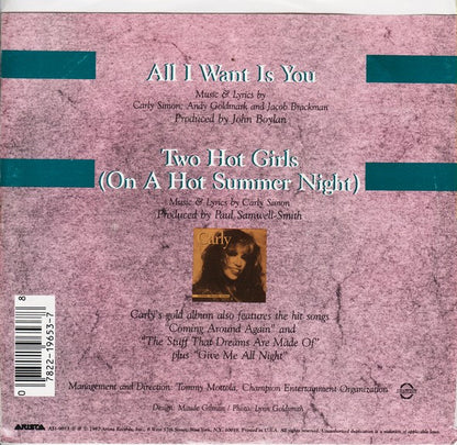 Carly Simon : All I Want Is You (7", Single, Styrene)