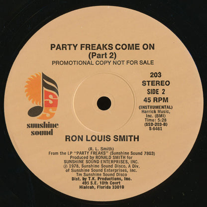 Ronald L. Smith : Party Freaks Come On (12", Promo)