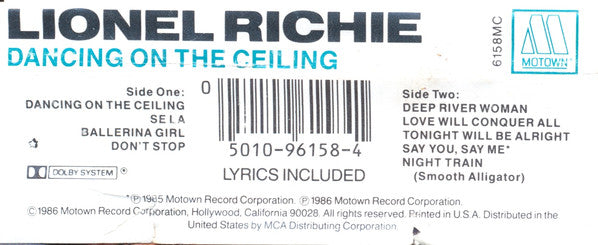 Lionel Richie : Dancing On The Ceiling (Cass, Album)