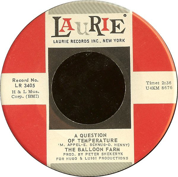 The Balloon Farm : A Question Of Temperature / Hurtin' For Your Love (7", Single, Roc)