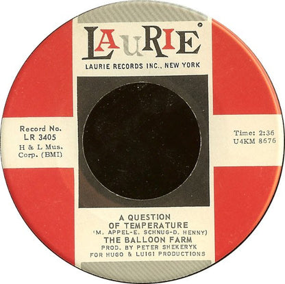 The Balloon Farm : A Question Of Temperature / Hurtin' For Your Love (7", Single, Roc)