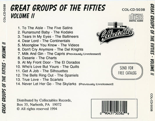 Various : Great Groups Of The Fifties Volume II (CD, Album, Comp)