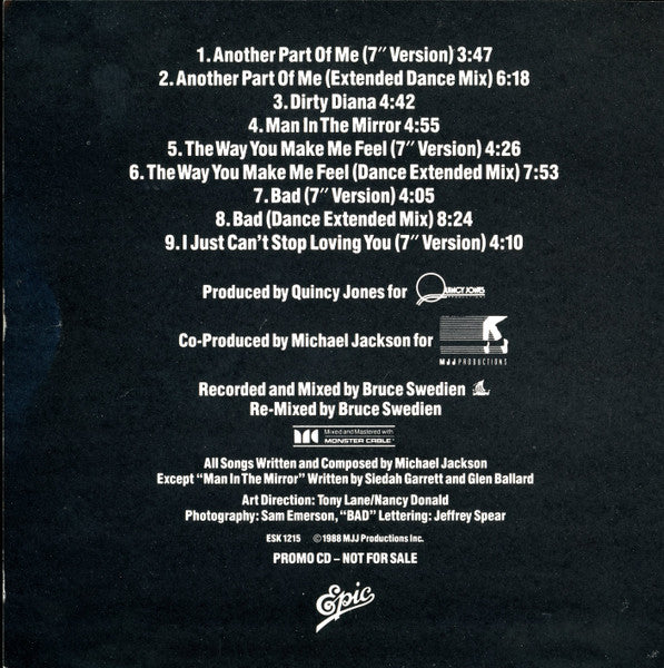 Michael Jackson : The Bad Mixes (CD, Comp, Promo)