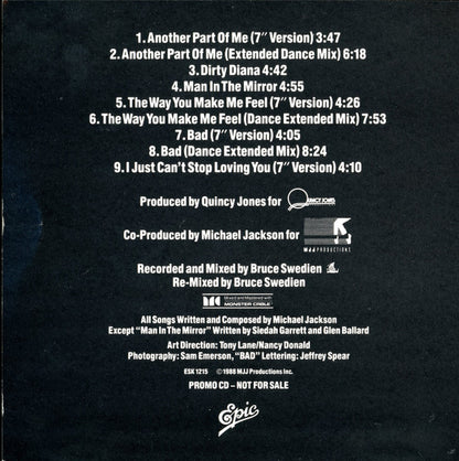 Michael Jackson : The Bad Mixes (CD, Comp, Promo)