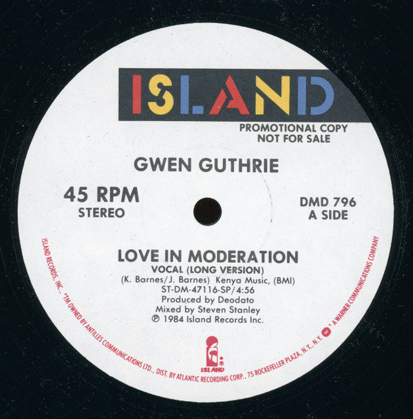 Gwen Guthrie : Love In Moderation (12", Promo)