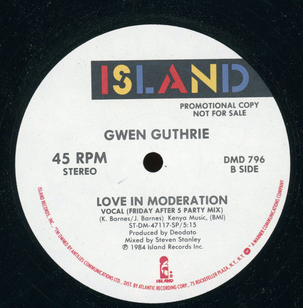 Gwen Guthrie : Love In Moderation (12", Promo)