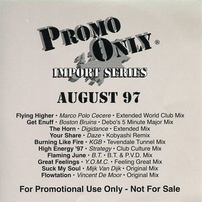 Various : Promo Only Import Club: August 1997 (CD, Comp, Promo)