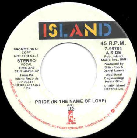 U2 : Pride (In The Name Of Love) (7", Single, Promo, SP)