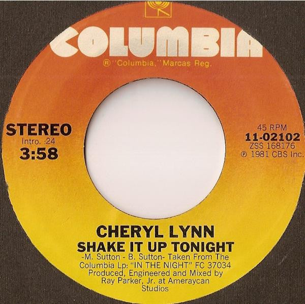 Cheryl Lynn : Shake It Up Tonight (7", Single, Styrene, Pit)