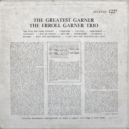 Erroll Garner : The Greatest Garner (LP, Album, 1st)