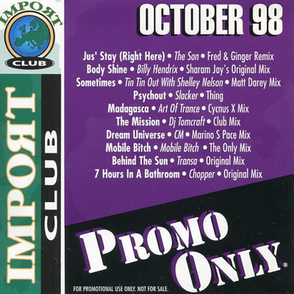 Various : Promo Only Import Club: October 1998 (CD, Comp, Promo)