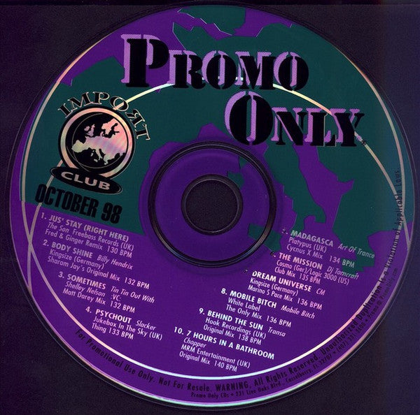 Various : Promo Only Import Club: October 1998 (CD, Comp, Promo)