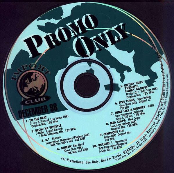 Various : Promo Only Import Club: December 1998 (CD, Comp, Promo)