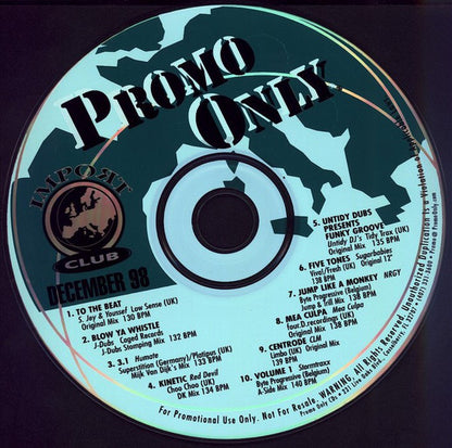 Various : Promo Only Import Club: December 1998 (CD, Comp, Promo)