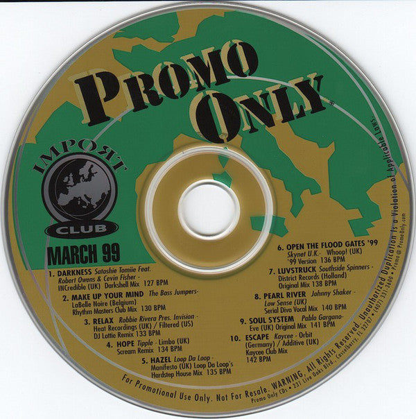 Various : Promo Only Import Club: March 1999 (CD, Comp, Promo)
