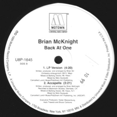 Brian McKnight : Back At One (Bass Remixes) (12")