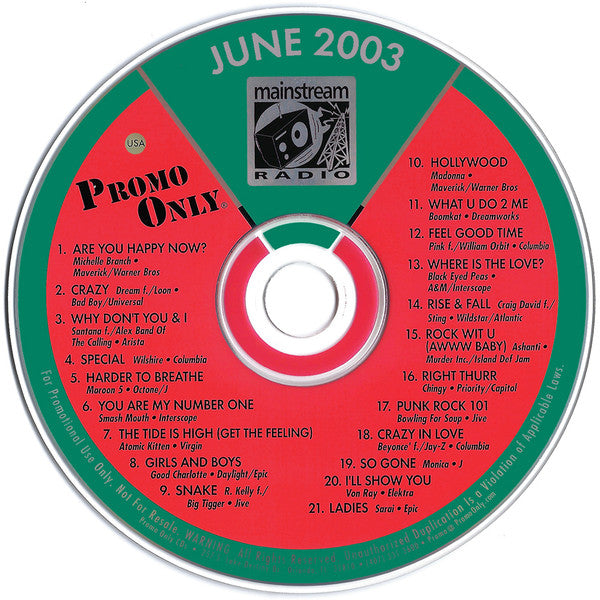 Various : Promo Only Mainstream Radio: June 2003 (CD, Comp, Promo)