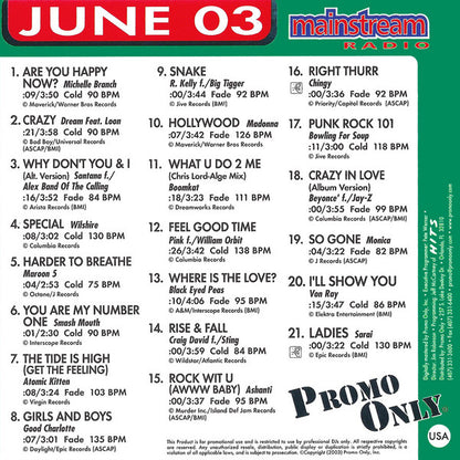 Various : Promo Only Mainstream Radio: June 2003 (CD, Comp, Promo)