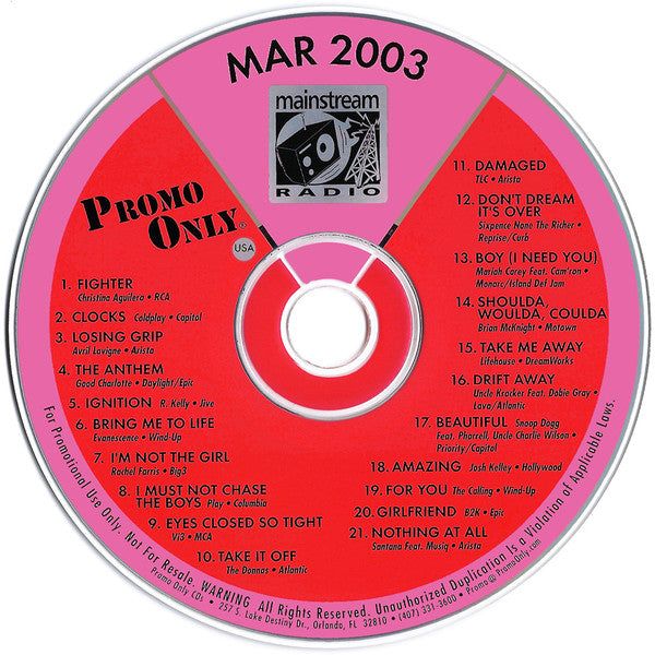 Various : Promo Only Mainstream Radio (March 2003) (CD, Comp, Promo)