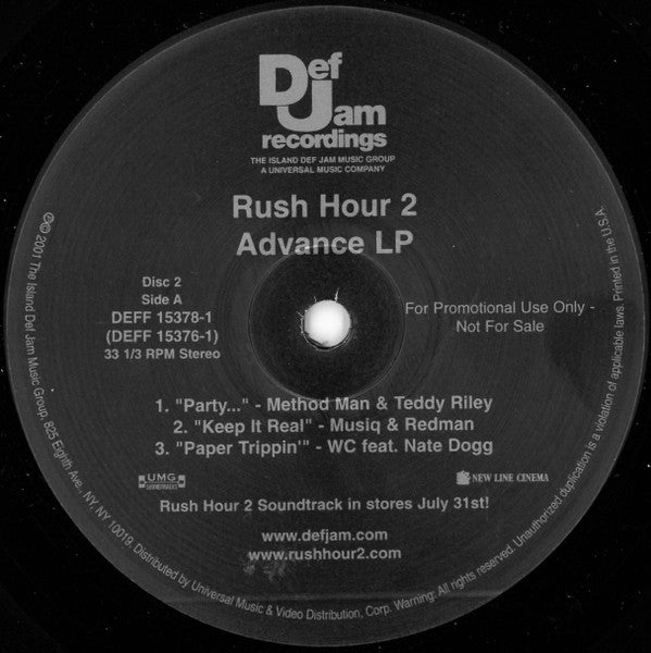 Various : Rush Hour 2 Advance LP (3xLP, Advance, Comp, Promo)