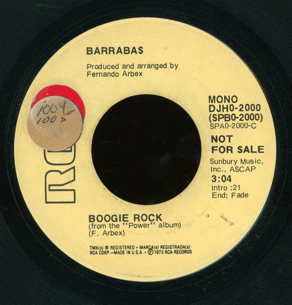 Barrabas : Boogie Rock  (7", Promo)