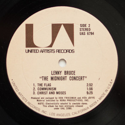 Lenny Bruce : The Midnight Concert (LP, Album, RE)