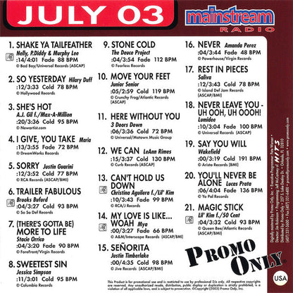 Various : Promo Only Mainstream Radio: July 03 (CD, Comp, Promo)
